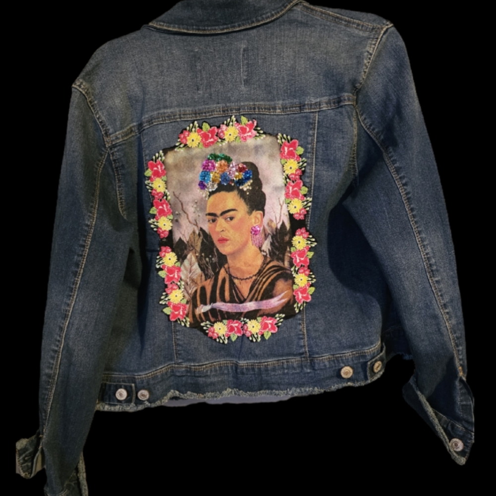 Denim Jacket with Frida Kahlo Design